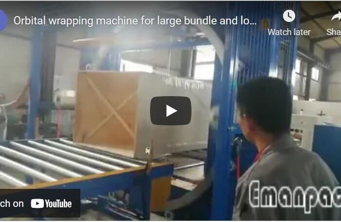 Orbital wrapping machine for large bundle and long objects packing