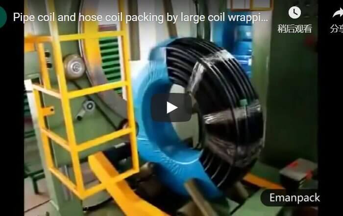 HDPE pipe coil and hose coil wrapping machine