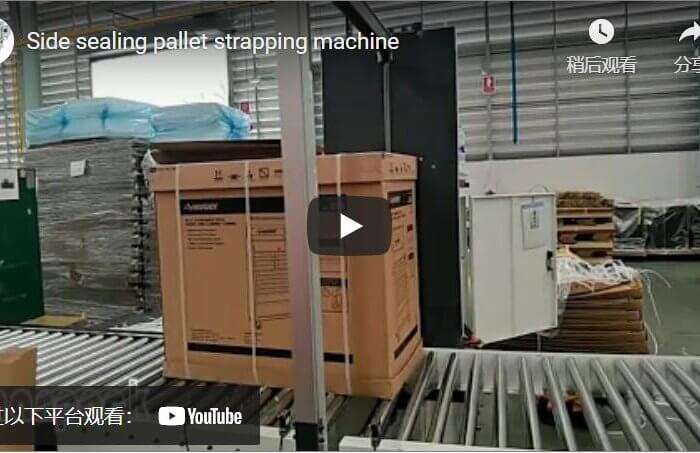 Side sealing strapper packing carton on pallet