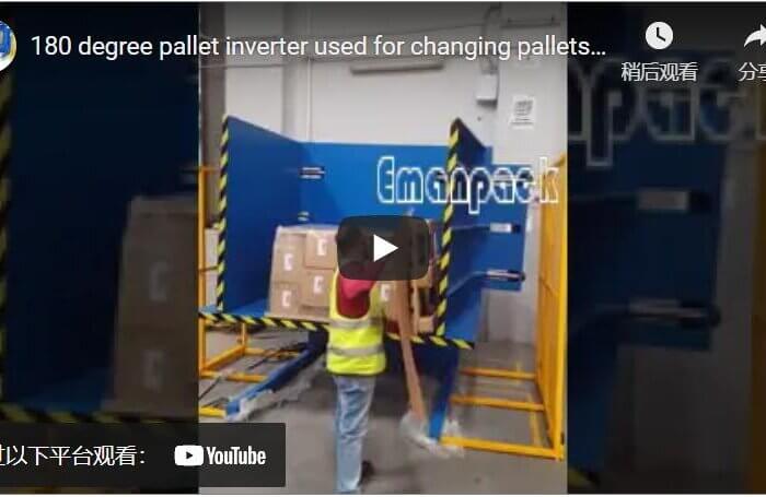 180 degree pallet inverter used for changing pallets and removing freezer spacer