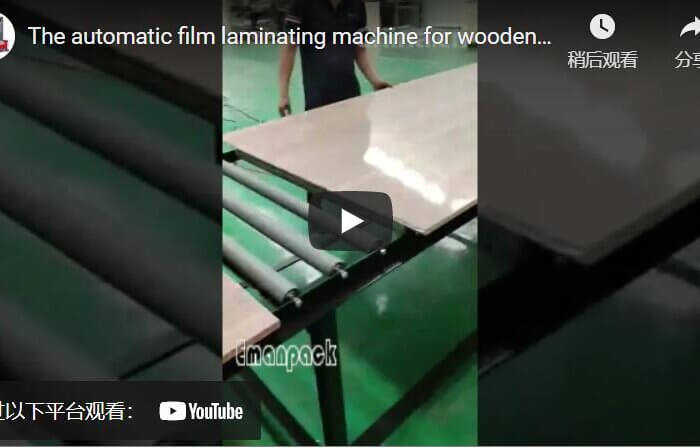 Automatic film laminating machine for wooden panels and MDF plates