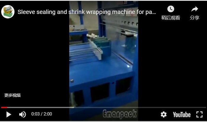 Sleeve sealing and shrink wrapping machine for packaging cans and jars
