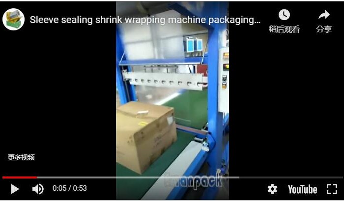 Sleeve sealing shrink wrapping machine packaging cartons and cardboard boxes