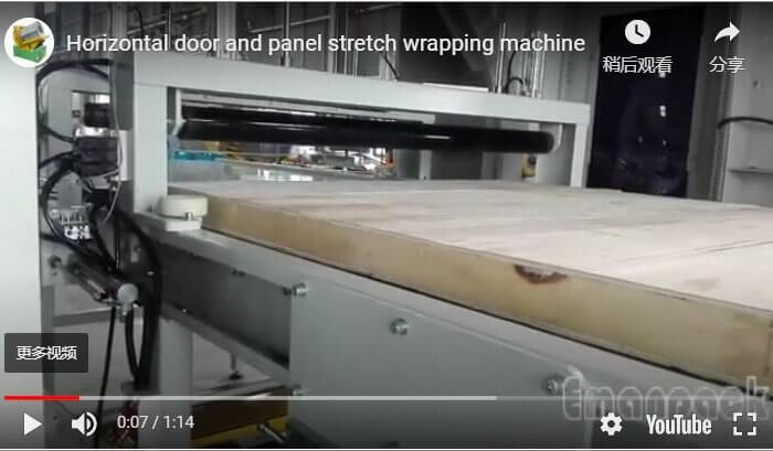 Horizontal door and panel stretch wrapping machine