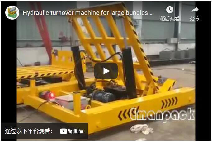 Hydraulic turnover machine for large bundles of panels and boards