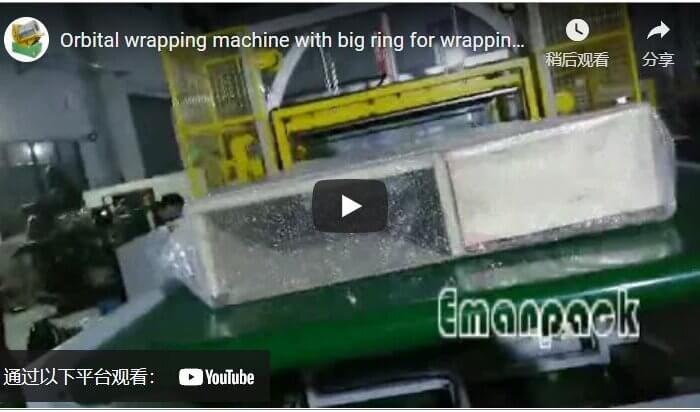 Orbital wrapping machine with big ring for wrapping panel and door