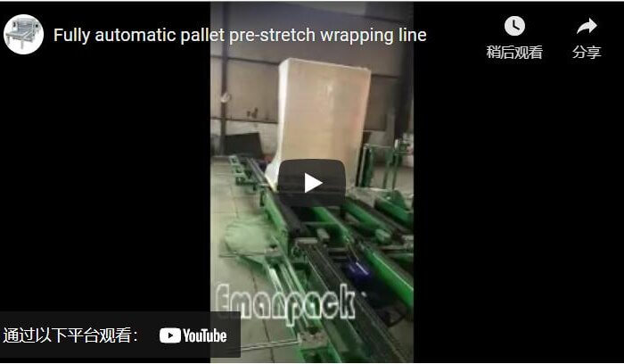 Fully automatic pallet pre-stretch wrapping line