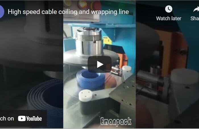 High speed cable coiling and wrapping line