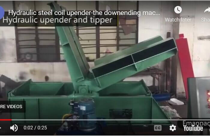 Hydraulic downender upending steel coils